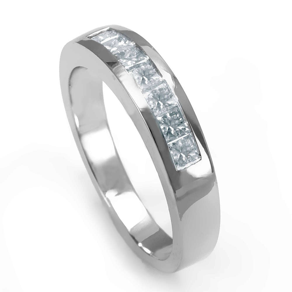 Princess Cut Diamonds Ladies Band in 14K White Gold