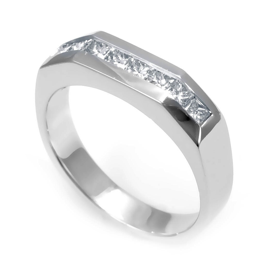 Princess Cut Diamonds Ladies Band in 14K White Gold