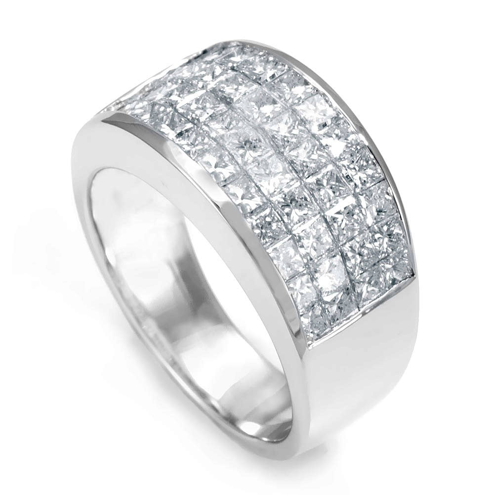 4 Row Princess Cut Diamonds Ladies Band in 14K White Gold