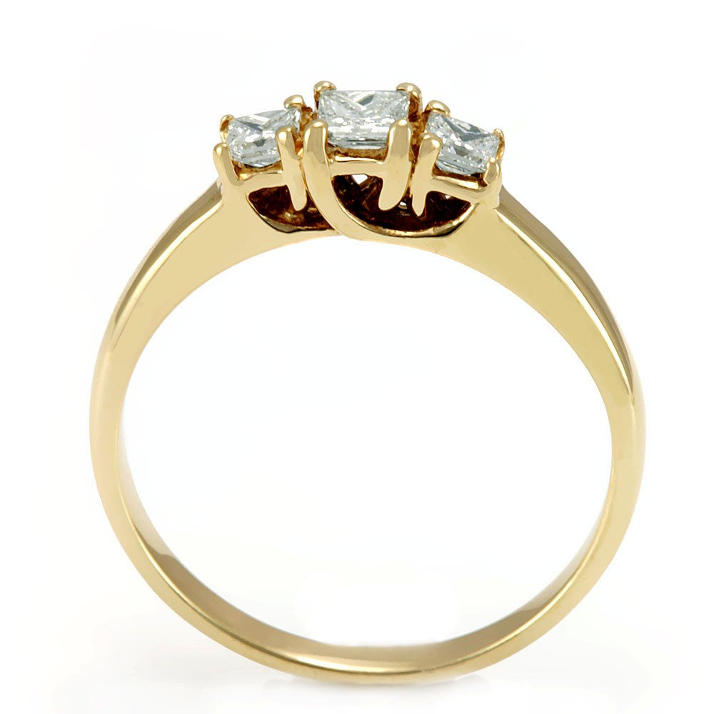 3 Princess Cut Diamond Ladies Ring in 14K Yellow Gold