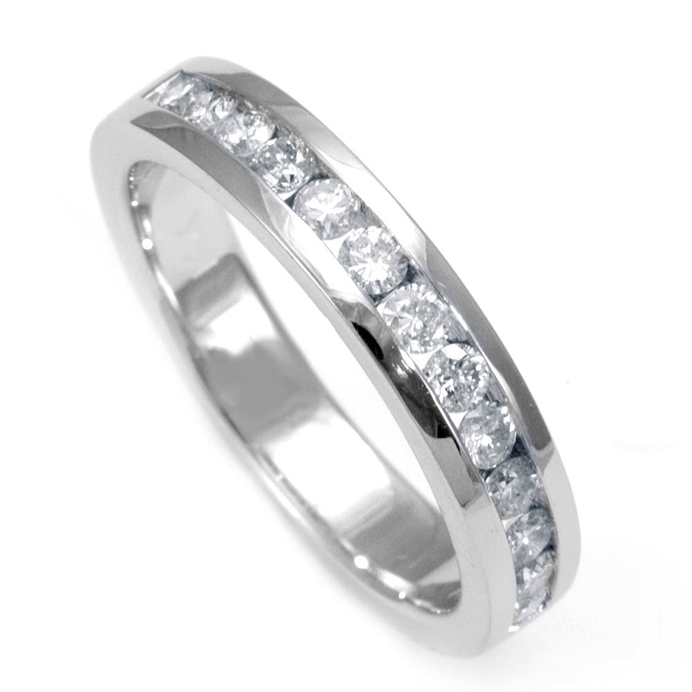 14K White Gold Ladies Band with Channel Set Round Diamonds