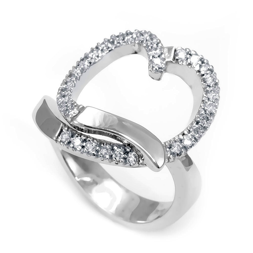 Heart Design Diamond Ladies Ring in 14K White Gold