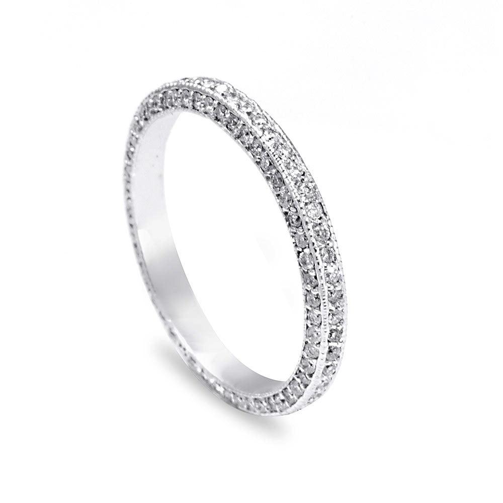 Eternity Ladies Band with 3 Sides Pave Set Diamonds in 14K White Gold