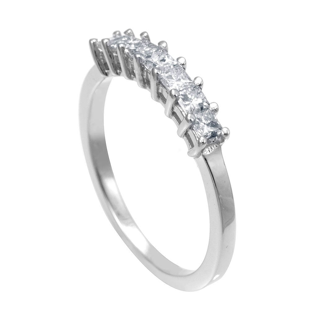 7 Princess Cut Diamond Ladies Ring in 14K White Gold