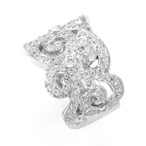 Victorian Inspired Diamond Ladies Ring in 14K White Gold