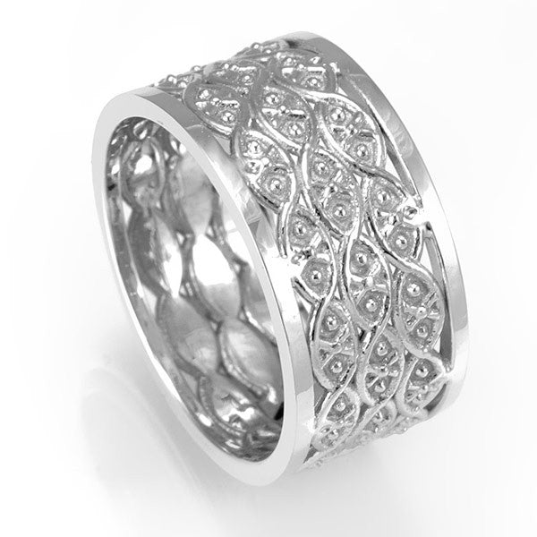 A unique Wide Ladies Band in 14K Two Tone Gold