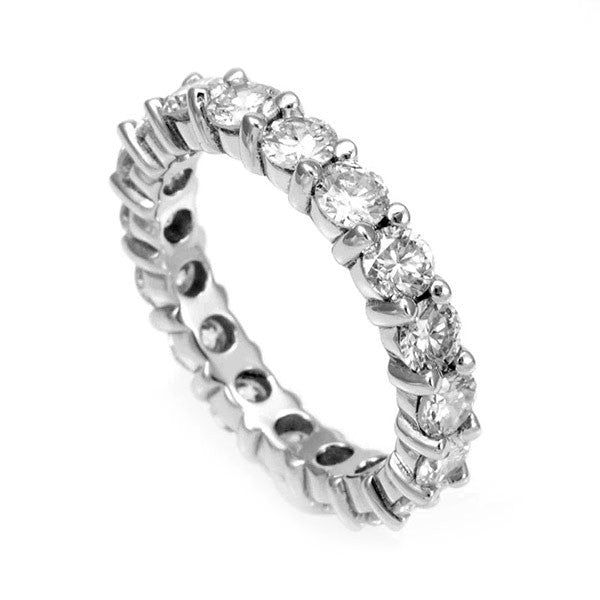 Prong Set Round Diamond Eternity Band in 14K White Gold