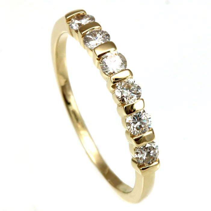 14K Yellow Gold Ladies Band with Channel Set Round Diamonds