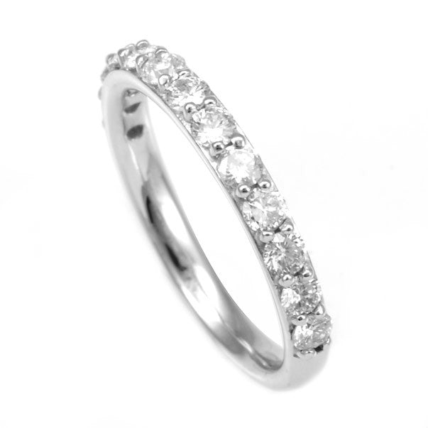 14K White Gold Ladies Band with Prong Set Round Diamonds