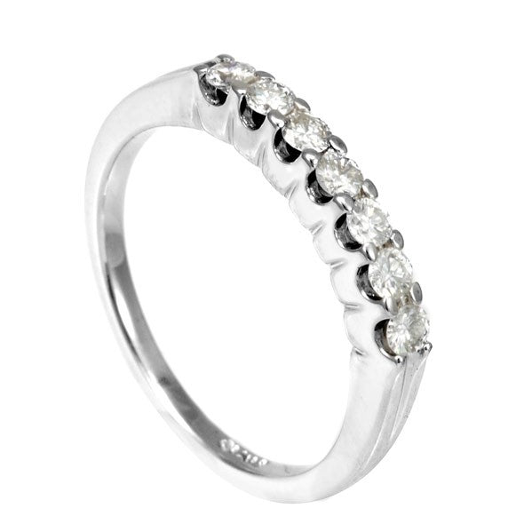 U Prong Set Round Diamonds Ladies Band in 14K White Gold