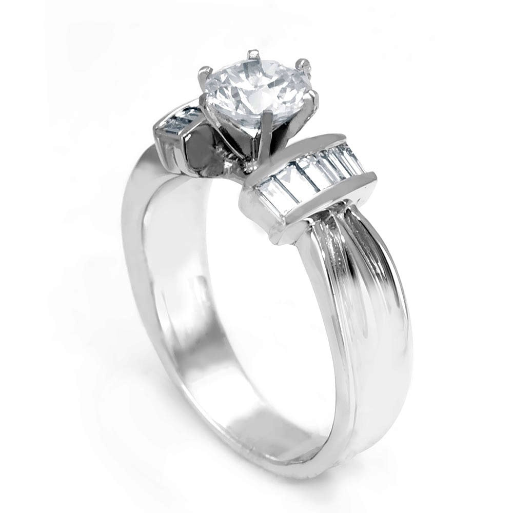 Channel Set Baguette Diamonds in a 14K White Gold Engagement Rings