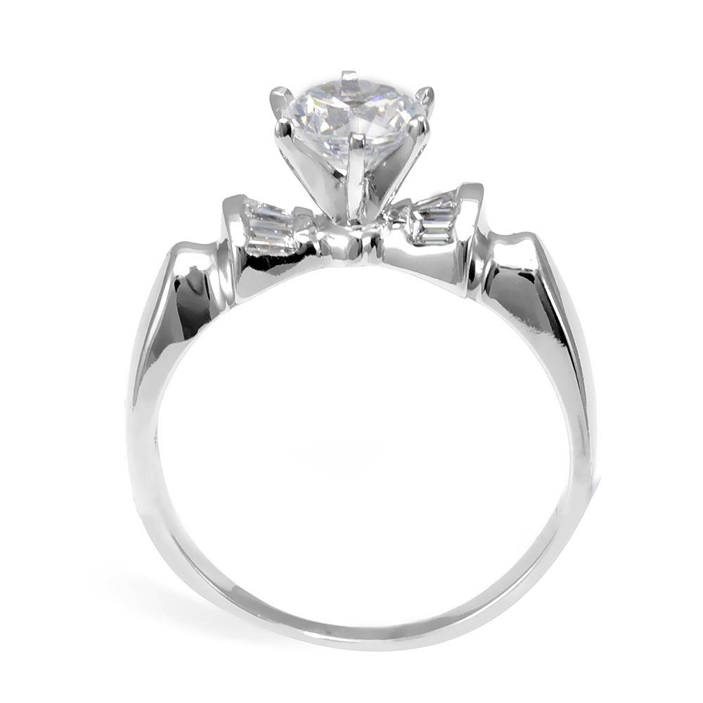 A Dainty Engagement Ring with Round Diamonds in 14K White Gold