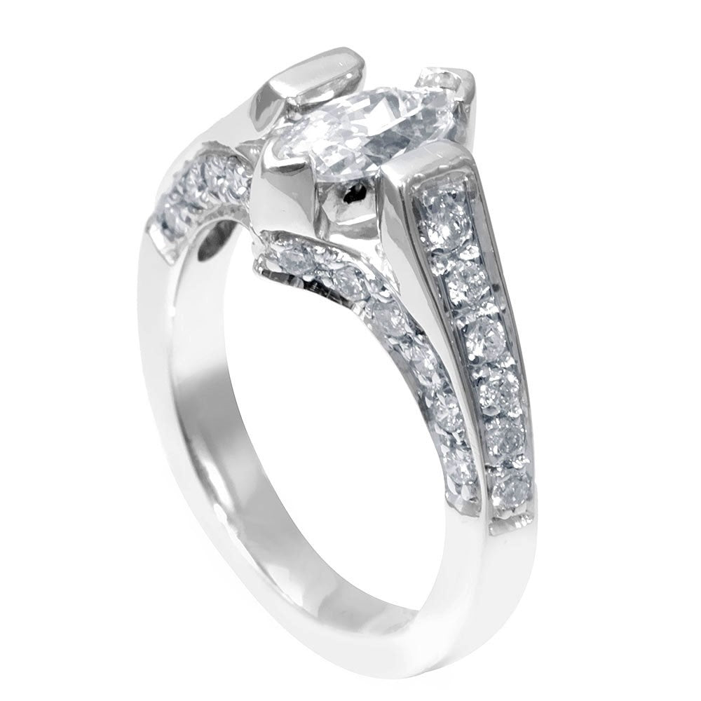 A marquise shape center stone Engagement Ring in 14K White Gold