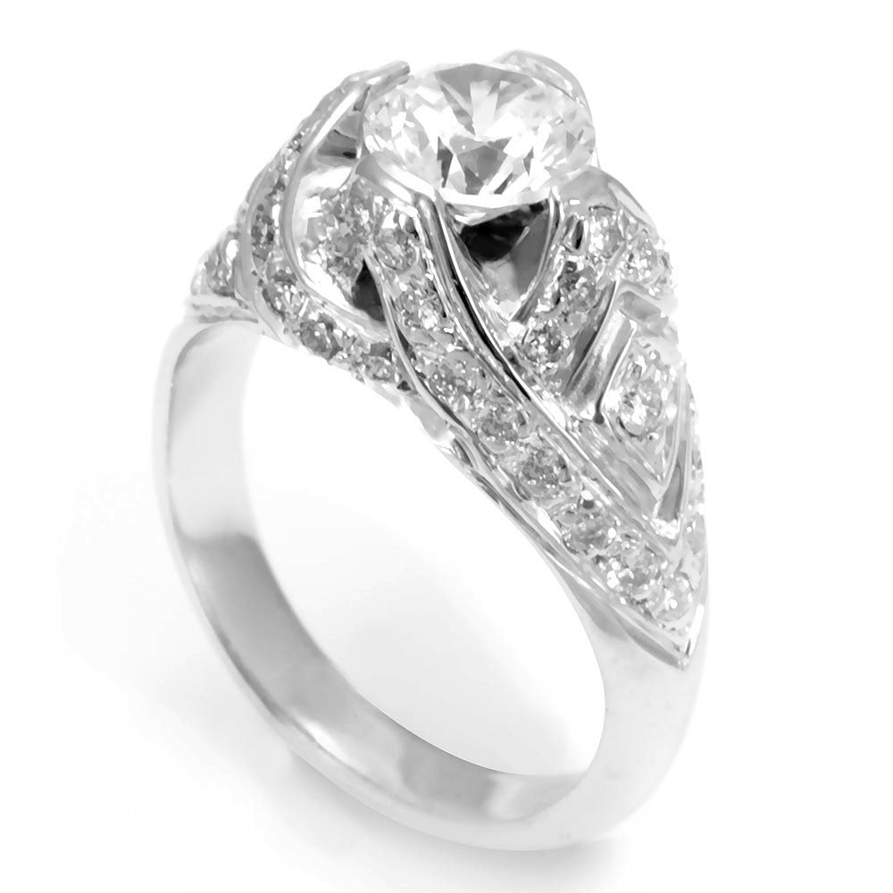 A unique design 14K White Gold Engagement Ring