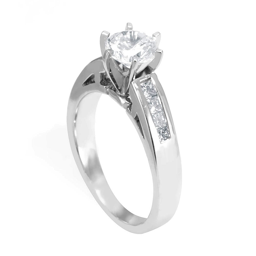 [The Engagement Ring] A simple design of an Engagement Ring in 14K White Gold with Princess Cut Diamonds