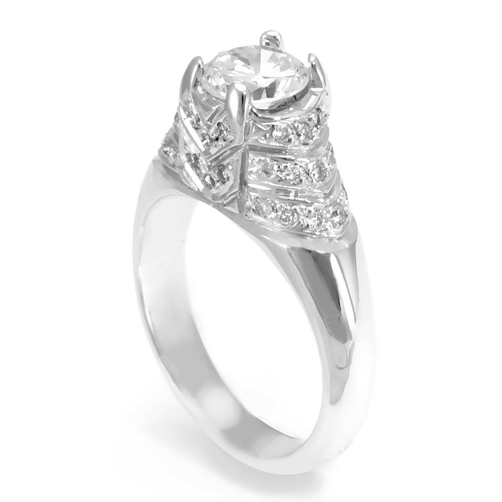 A unique Design 18K White Gold Engagement Ring with Round Diamonds