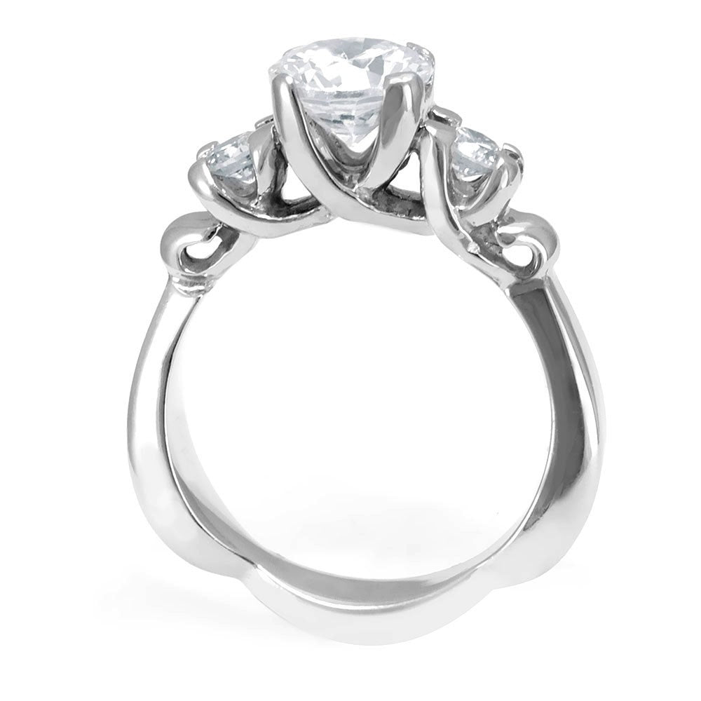 A unique deign 14K White Gold Engagement Ring with Round Diamonds
