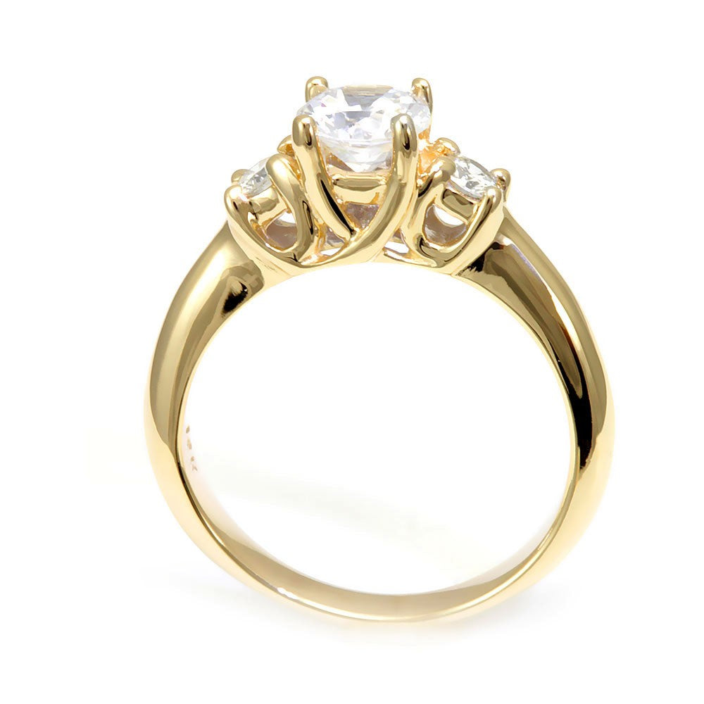 14K Yellow Gold Engagement Ring with Round Diamond Side Stones