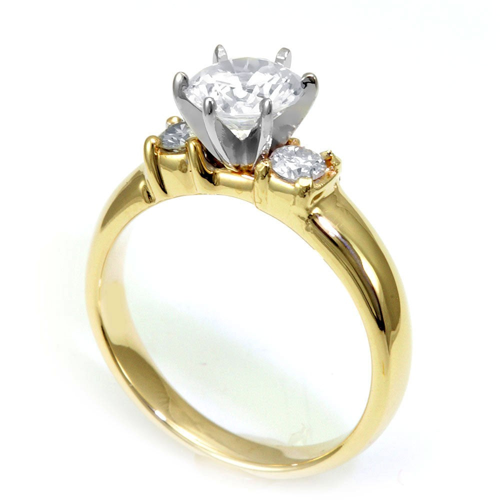 14K Yellow Gold 3 Stone Engagement Ring