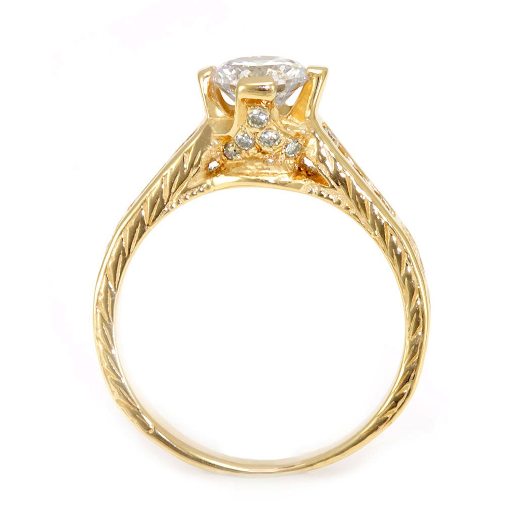 14K Yellow Gold Engagement Ring with Channel Set Round Diamonds