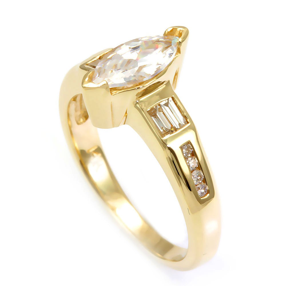 14K Yellow Gold Engagement Ring with Marquise Shape Center