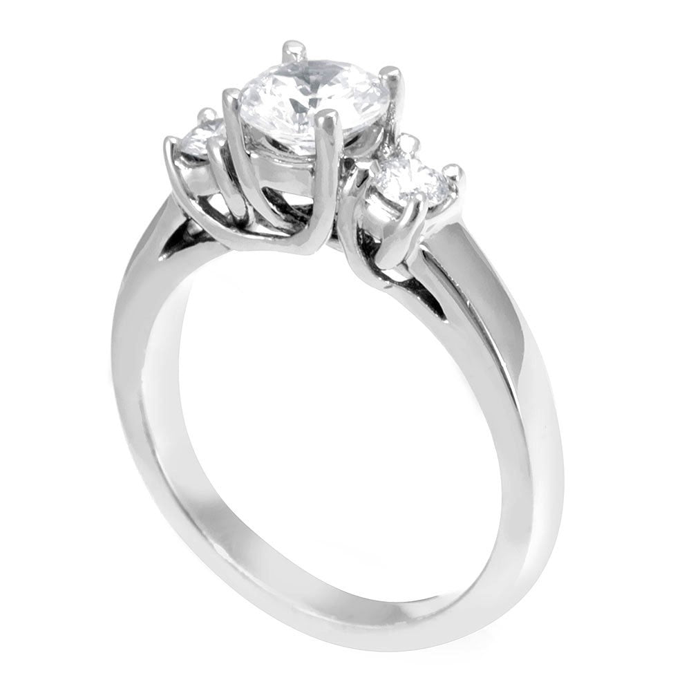 3 Stone Engagement Ring in 14K White Gold