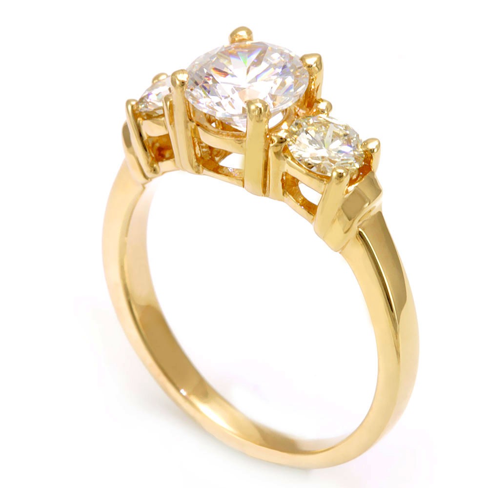 3 Stone Diamond Engagement Ring in 14K Yellow Gold