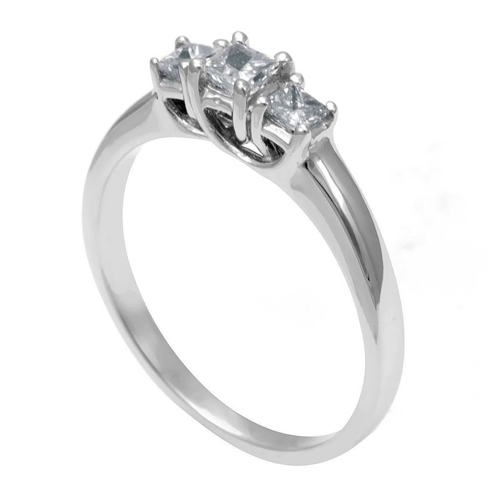 3 Princess Cut Diamond Engagement Ring in 14K White Gold