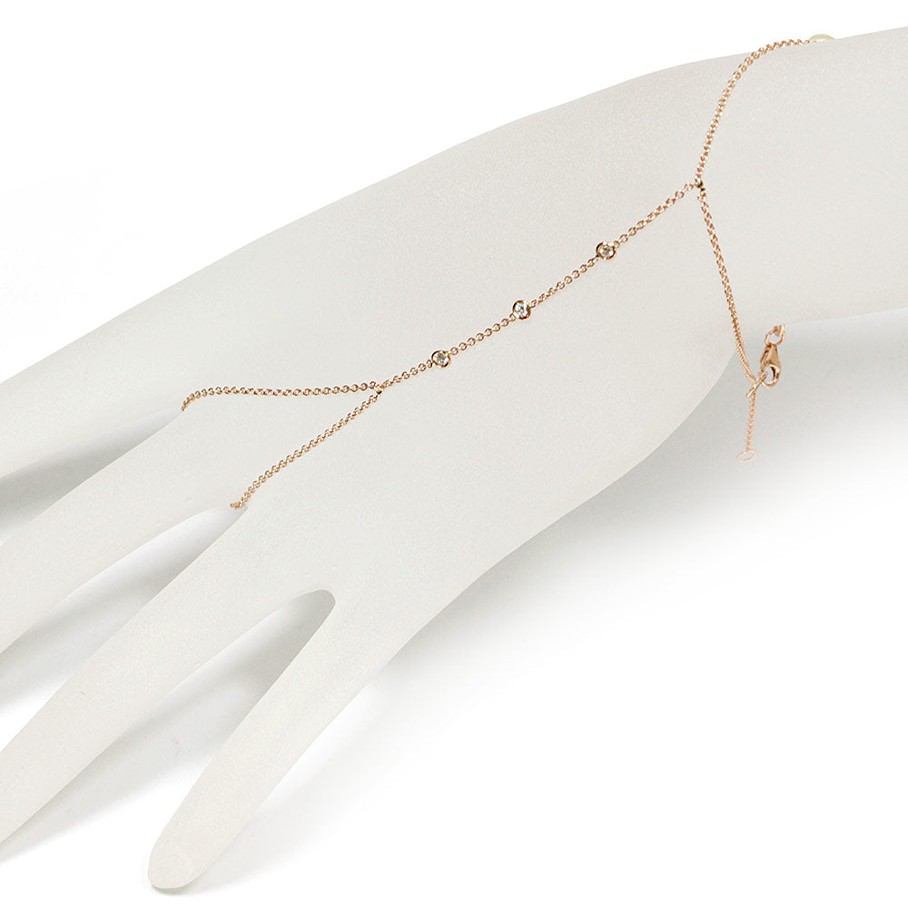 Hand Chain Diamond Bracelet, 14K Rose Gold Slave Bracelet