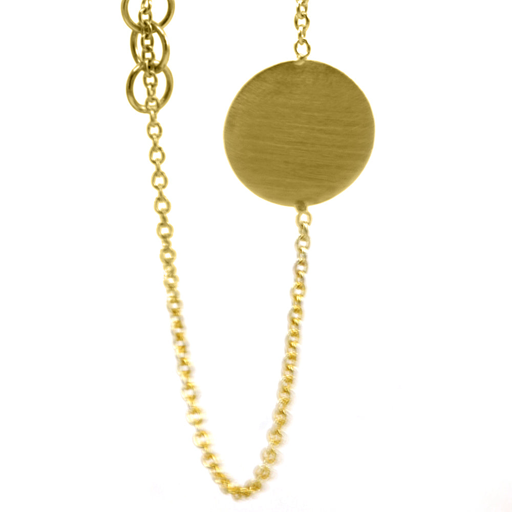 Disc Chain Bracelet in 14K Yellow Gold, Initial Charm Bracelet