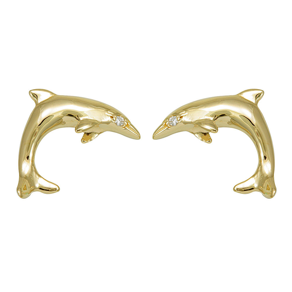 Dolphin Diamond 14k Stud Earrings