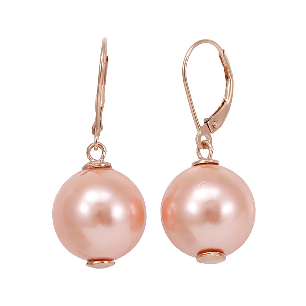 Coral Fresh Water Pearls Dangling Earrings 14K Rose Gold Ladies Earrings Online for Women's & Men's