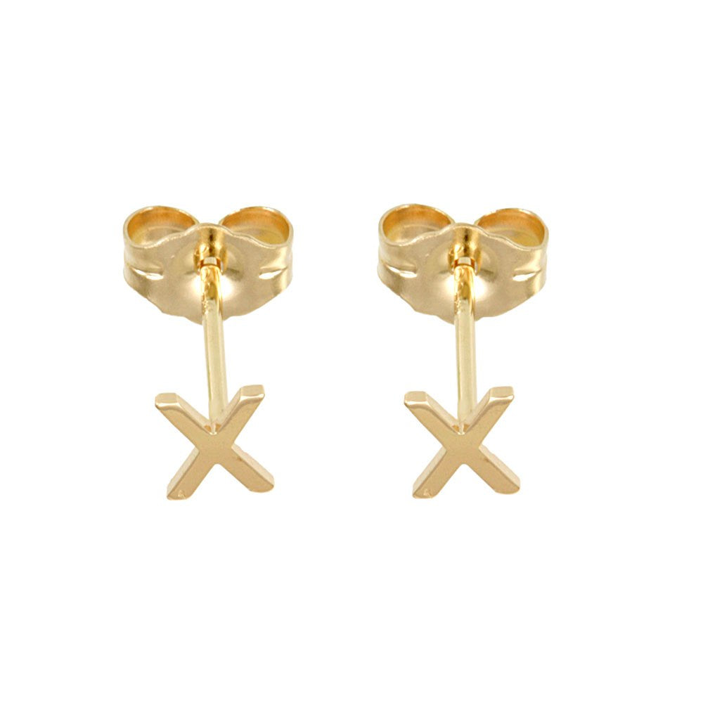 Block Letters, Initials in 14K Yellow Gold Stud Earrings, Fashion Stud Earrings Online