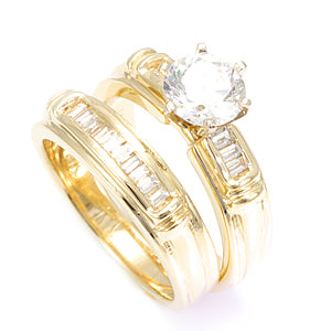 Baguette Diamonds Ring an Band in 14k Yellow Gold