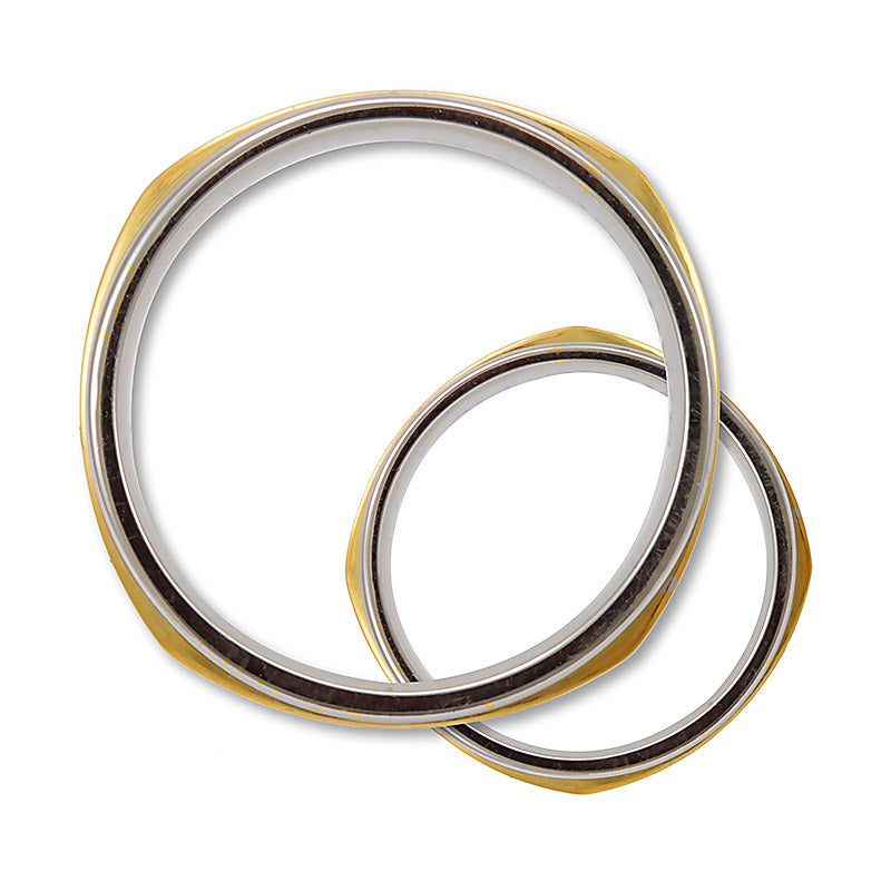 Men's 14K Two Tone Gold Wedding Band, Shiny Wedding Ring, Comfort Fit Promise Ring