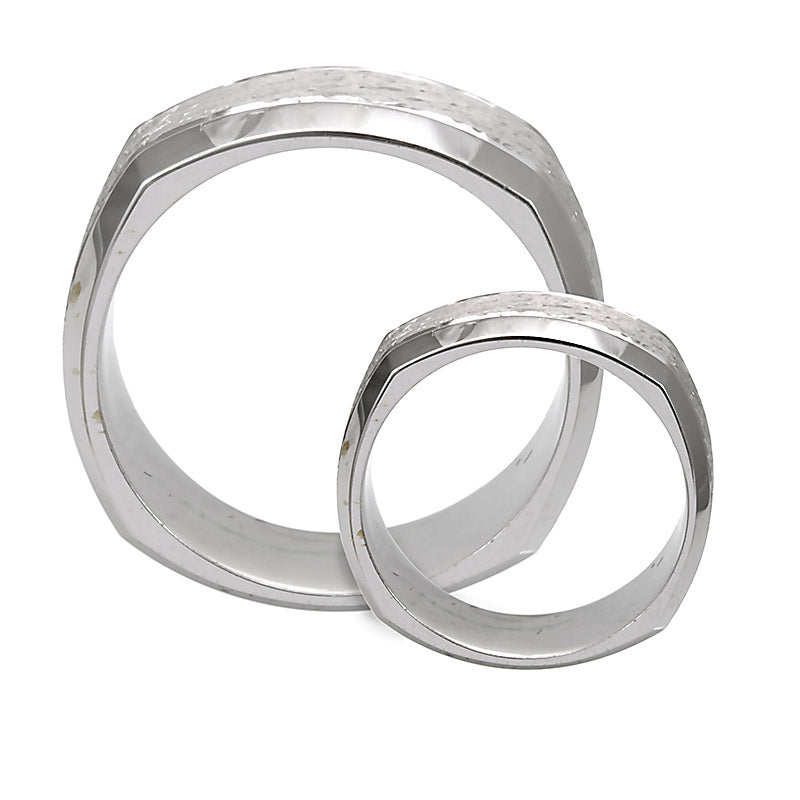 Men's 14K White Gold Comfort Fit Band with Hammered Design