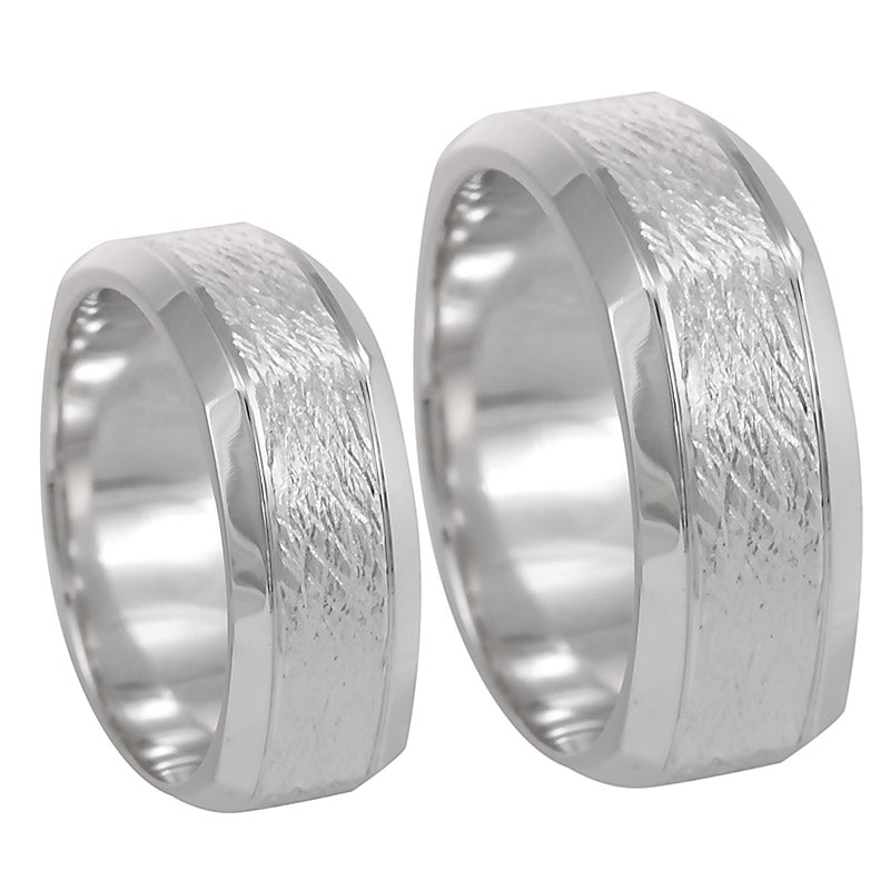 Ladies 14K White Gold Comfort Fit Band with Hammered Design