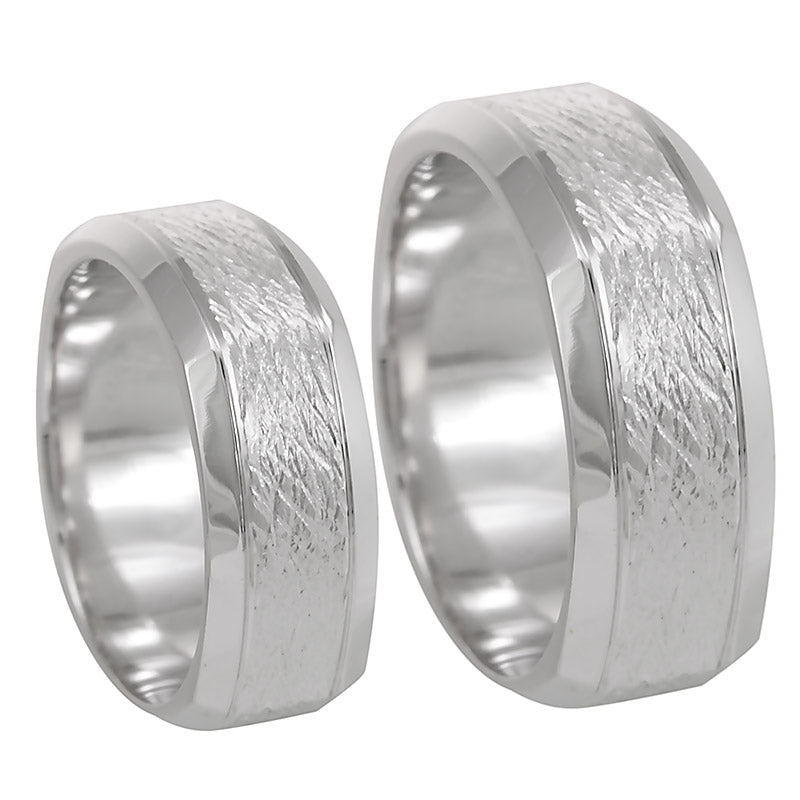 Men's 14K White Gold Comfort Fit Band with Hammered Design