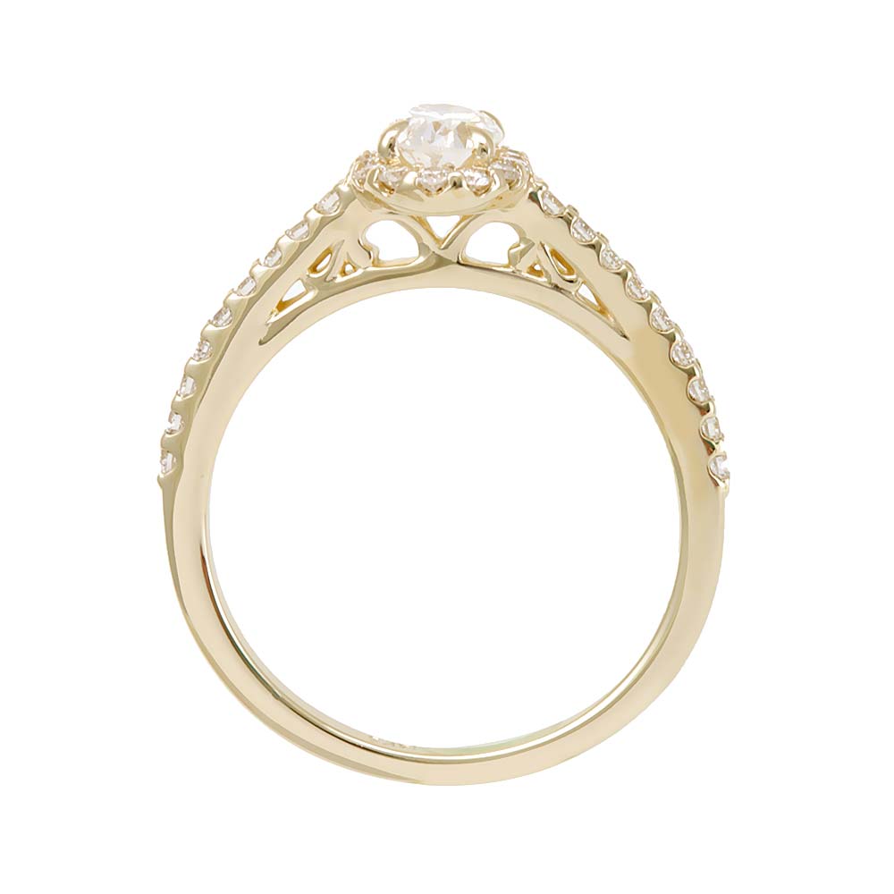 Oval Diamond Halo Engagement Ring in 14K Yellow Gold
