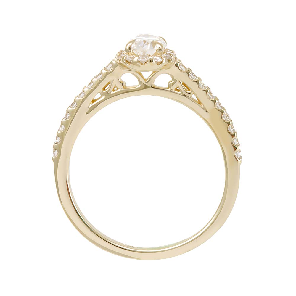 Oval Diamond Halo Engagement Ring in 14K Yellow Gold