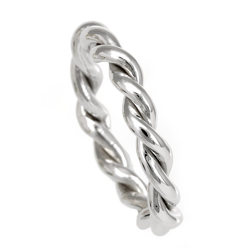 Twisted Rope Ring in 14K White Gold, Stackable Ring
