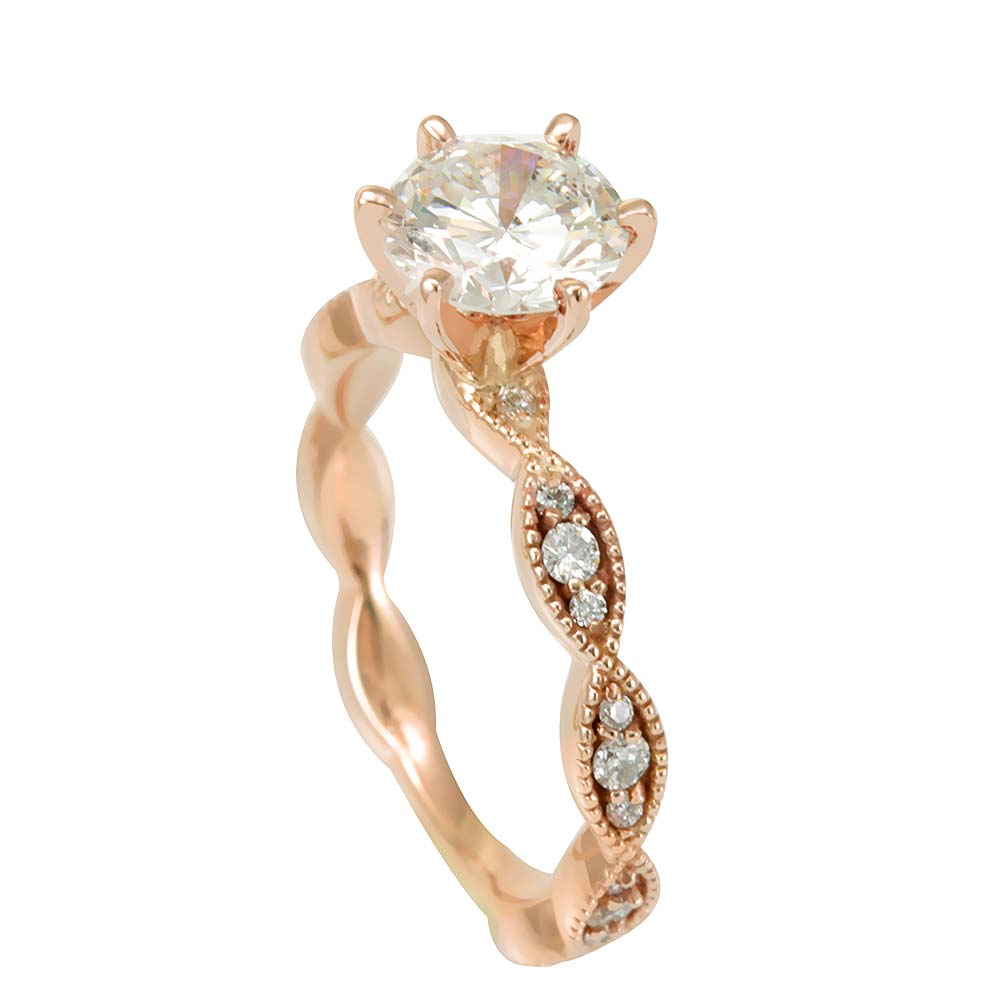 14K Rose Solid Gold Engagement Ring Online
