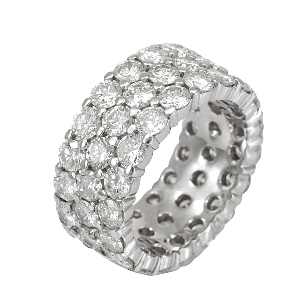 3 Row Diamond Wide Eternity Band in 14K White Gold