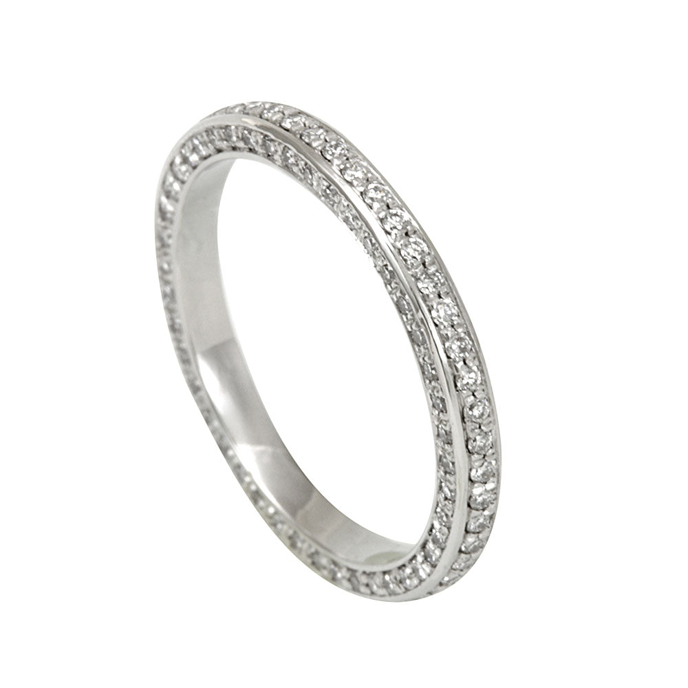 3 Sides Diamond Micro Pave Eternity Band in 14K White Gold