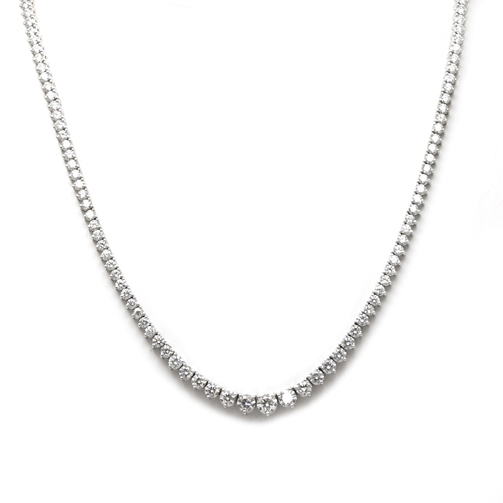 Diamond Tennis Necklace, 14K White Gold Ladies Necklaces, Ladies Fine Jewelry