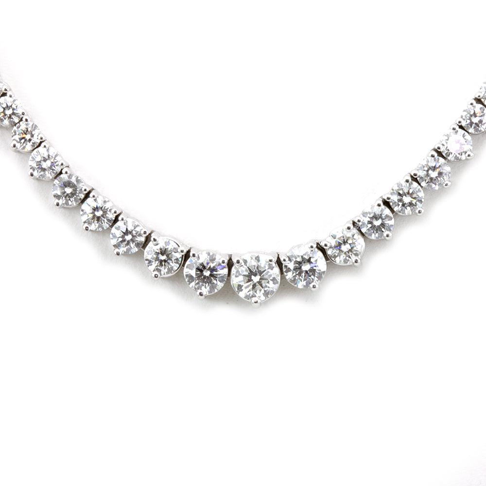 Diamond Tennis Necklace, 14K White Gold Ladies Necklaces, Ladies Fine Jewelry