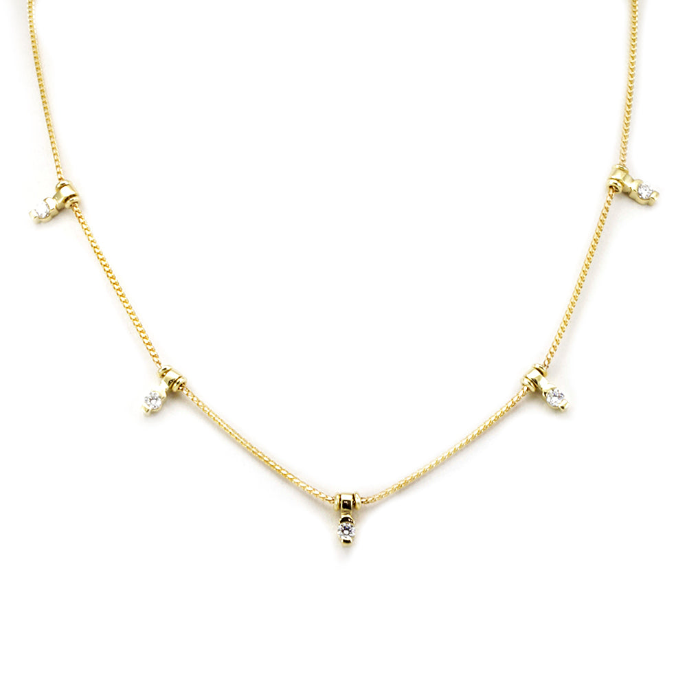 Diamond Drop Necklace in 14K Yellow Gold ,Ladies Necklaces, Ladies Fine Jewelry
