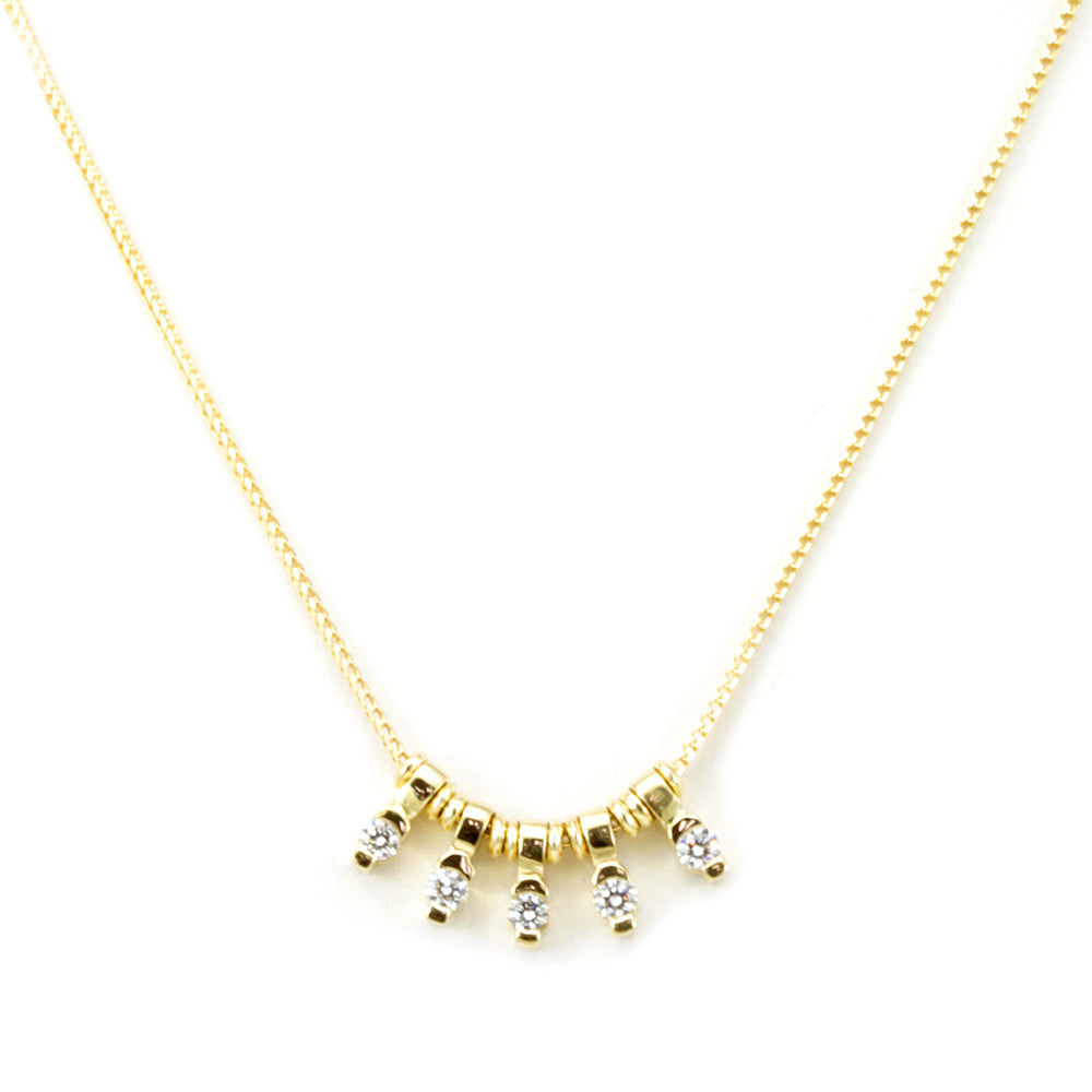 Diamond Drop Necklace in 14K Yellow Gold ,Ladies Necklaces, Ladies Fine Jewelry
